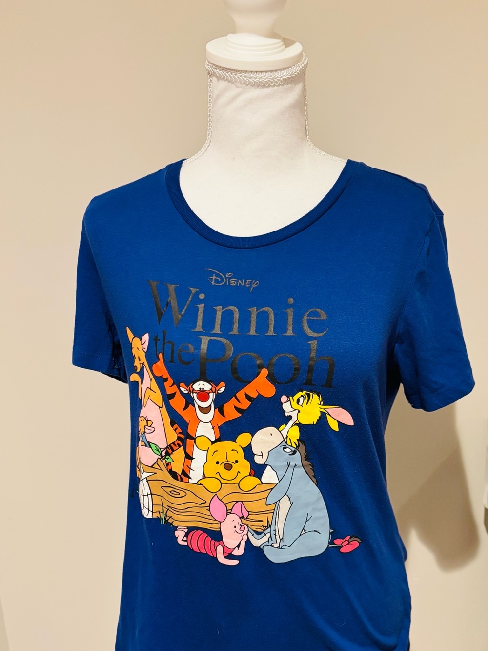 Disney Winnie the Pooh Graphic T-Shirt Blue Adult Small S Cute Character Tee